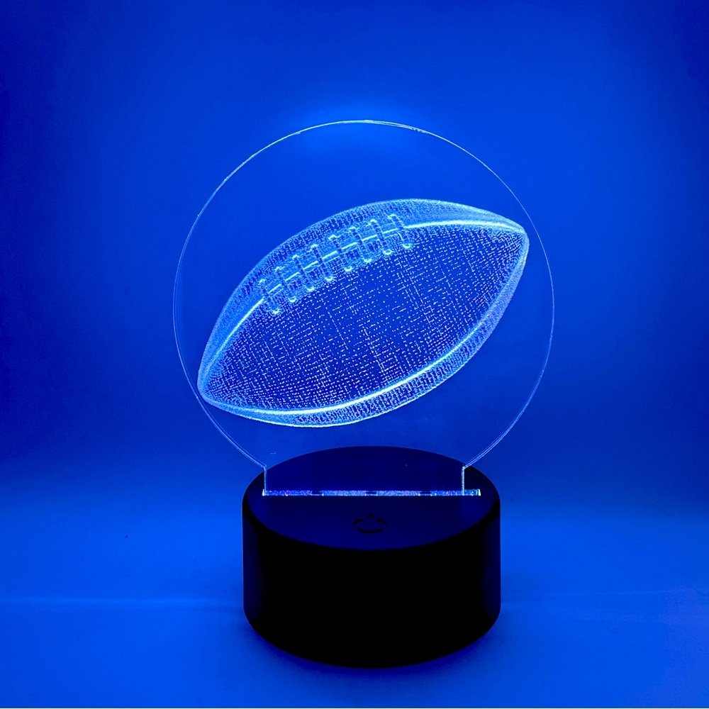 3-D football LED color changing acrylic nightlight with remote